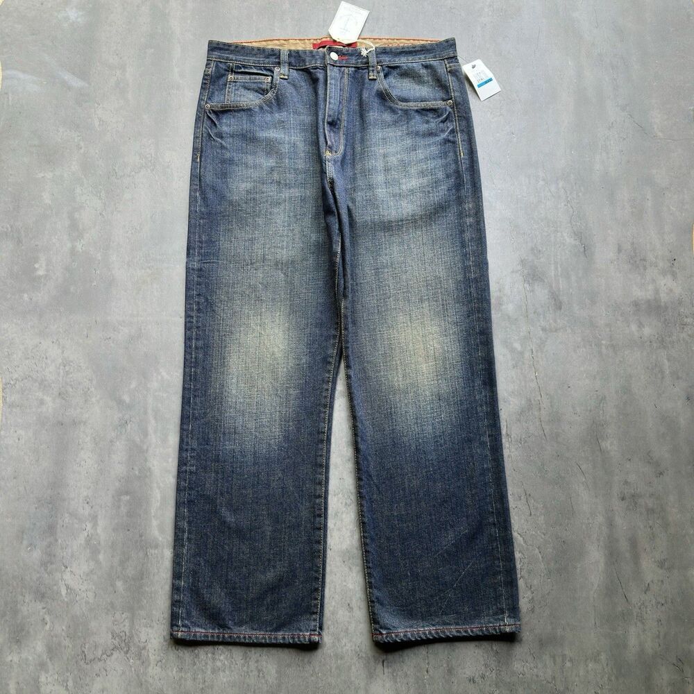 Nautica Men’s 36x30 Blue Straight Leg Jeans Vintage Wash NWT Cotton Baggy